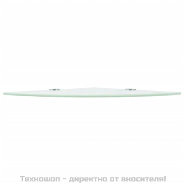 Ъглов рафт с държачи в цвят хром, бяло стъкло, 25x25 см