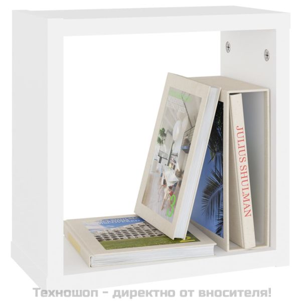 Стенни кубични рафтове, 6 бр, бели, 30x15x30 см
