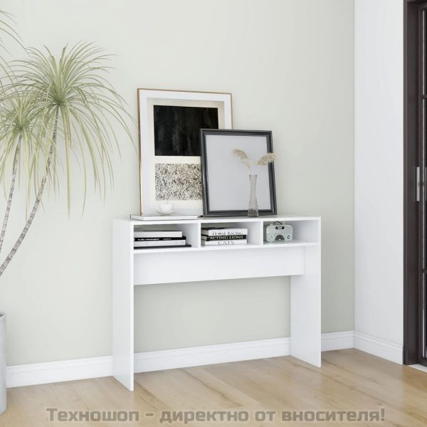 Конзолна маса, бяла, 105x30x80 см, инженерно дърво