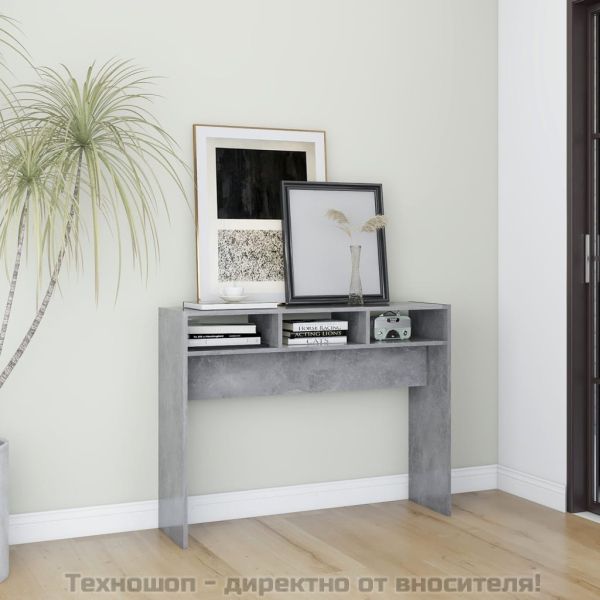 Конзолна маса, бетонно сива, 105x30x80 см, инженерно дърво