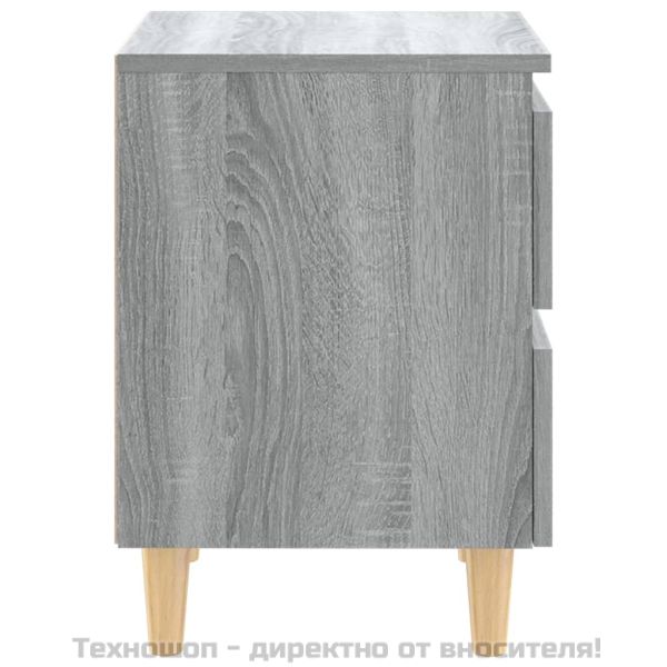 Нощни шкафчета крака масивно дърво 2 бр сив сонома 40x35x50 см