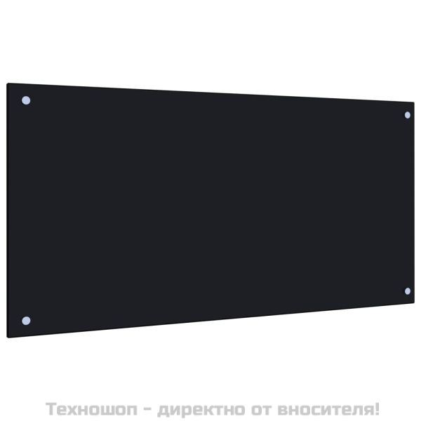 Кухненски гръб, черен, 100x50 см, закалено стъкло