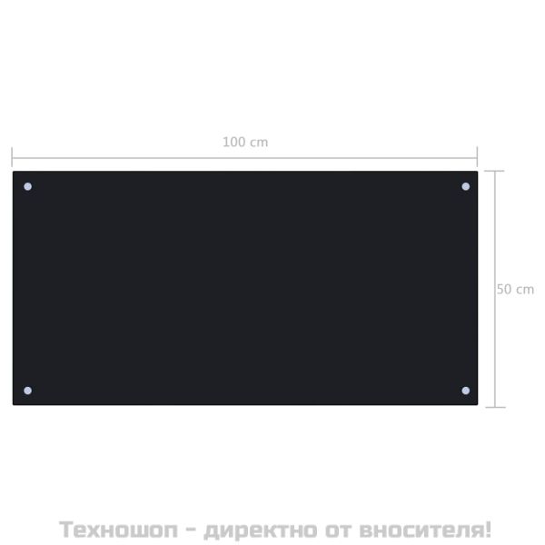 Кухненски гръб, черен, 100x50 см, закалено стъкло