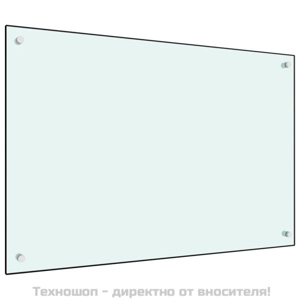 Кухненски гръб, бял, 90x60 см, закалено стъкло