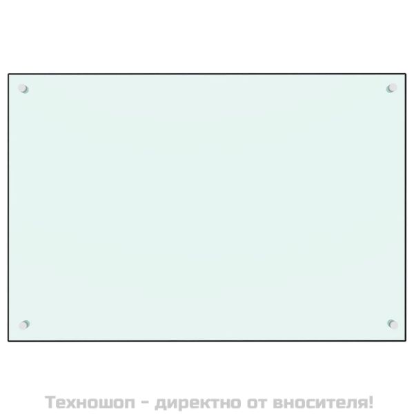 Кухненски гръб, бял, 90x60 см, закалено стъкло