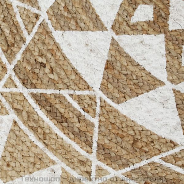 Ръчно тъкан килим от юта, бял принт, 120 см