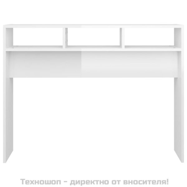 Конзолна маса, бял гланц, 105x30x80 см, инженерно дърво