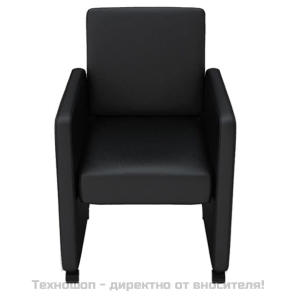 Tрапезни столове, 4 бр, черни, изкуствена кожа