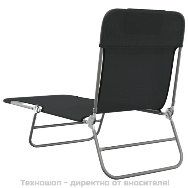 Сгъваеми шезлонги 2 бр черни текстилен и стомана