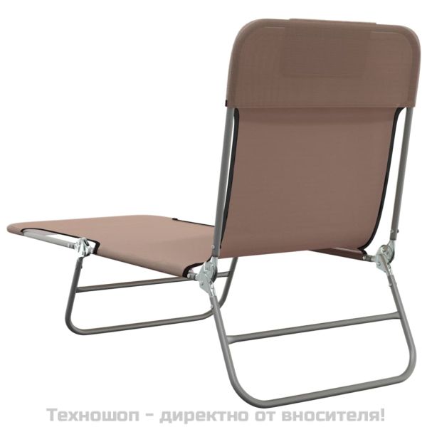 Сгъваеми шезлонги 2 бр кафяви текстилен и стомана