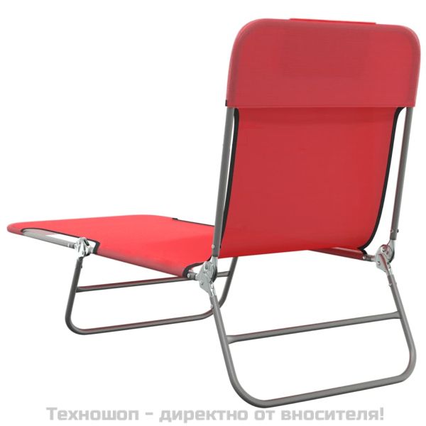 Сгъваеми шезлонги 2 бр червени текстилен и стомана