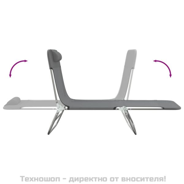 Сгъваеми шезлонги 2 бр сиви текстилен и стомана