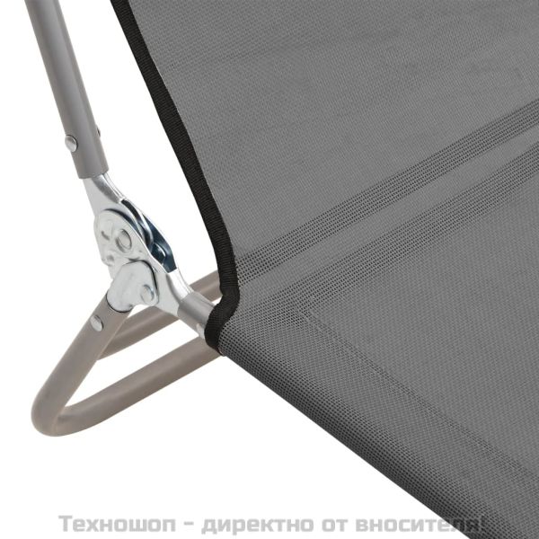 Сгъваеми шезлонги 2 бр сиви текстилен и стомана