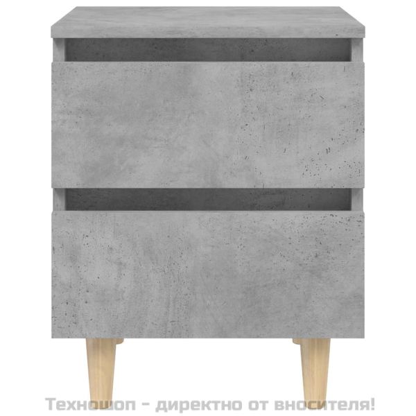 Нощни шкафчета крака от бор масив 2 бр бетонно сиви 40x35x50 см