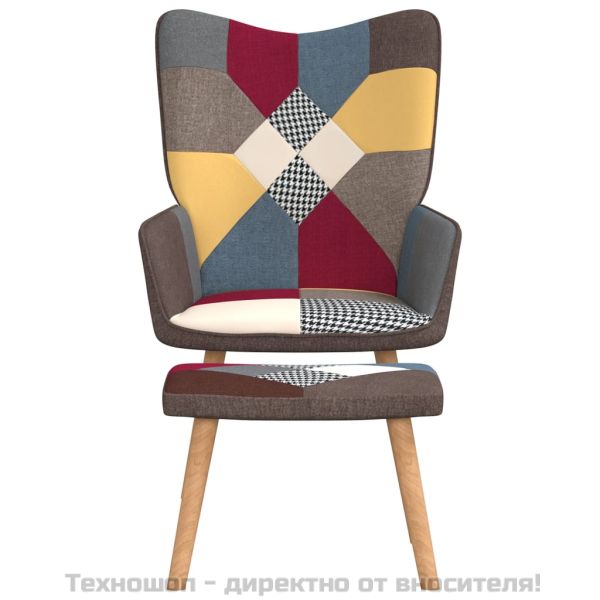 Релаксиращ стол с табуретка, пачуърк, плат