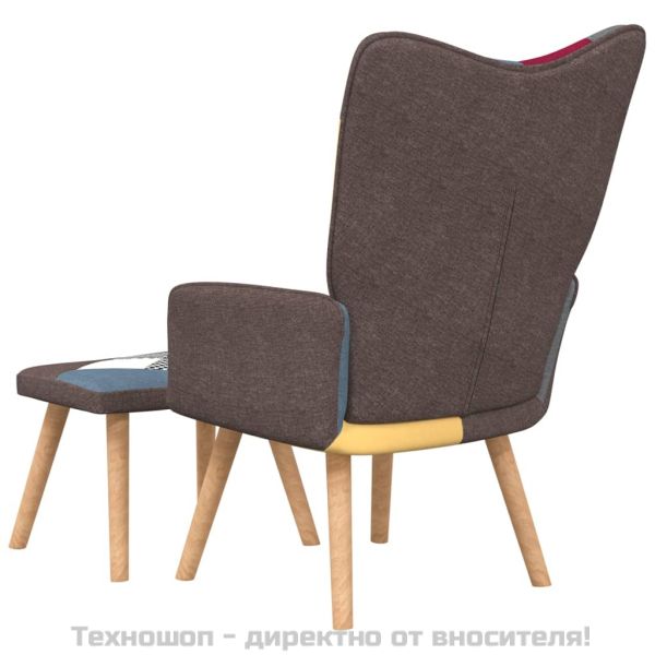 Релаксиращ стол с табуретка, пачуърк, плат