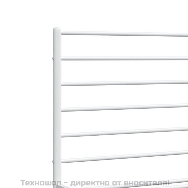 Метална рамка за легло с горна табла, бяла, 140x190 см