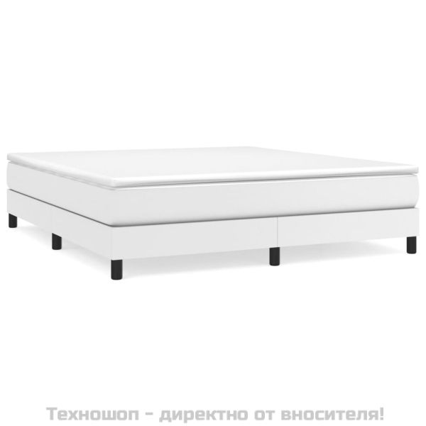 Рамка за легло с пружини бяла 180x200 см изкуствена кожа