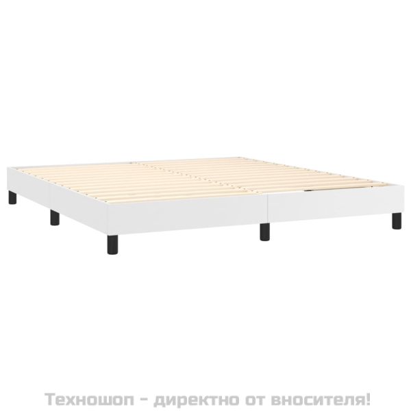 Рамка за легло с пружини бяла 180x200 см изкуствена кожа