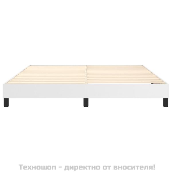 Рамка за легло с пружини бяла 180x200 см изкуствена кожа