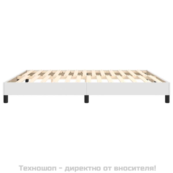 Рамка за легло с пружини бяла 180x200 см изкуствена кожа