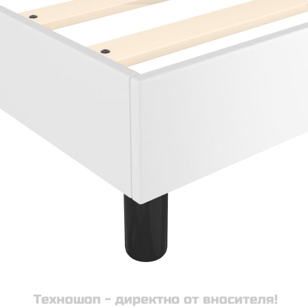 Рамка за легло с пружини бяла 180x200 см изкуствена кожа