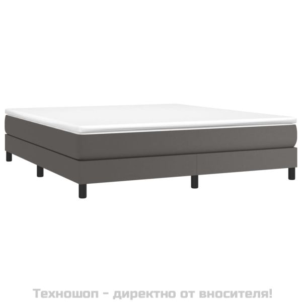 Рамка за легло с пружини сива 180x200 см изкуствена кожа