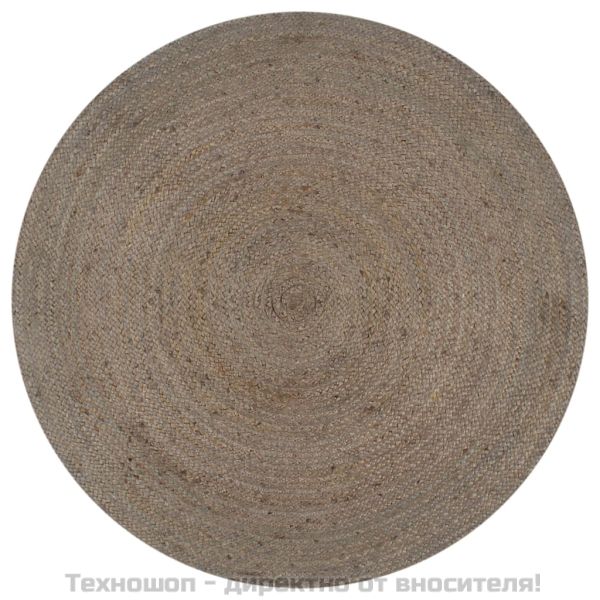 Ръчно тъкан килим от юта, кръгъл, 90 см, сив