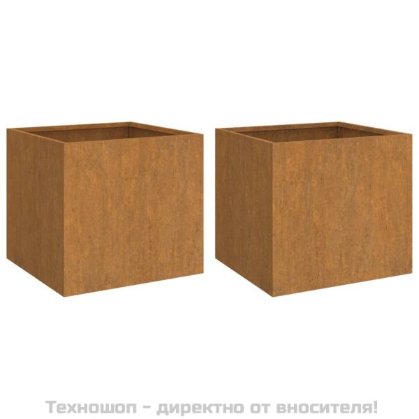 Кашпи, 2 бр, 49x47x46 см, кортенова стомана
