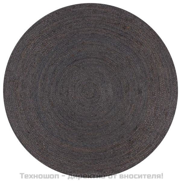 Ръчно тъкан килим от юта, кръгъл, 90 см, тъмносив