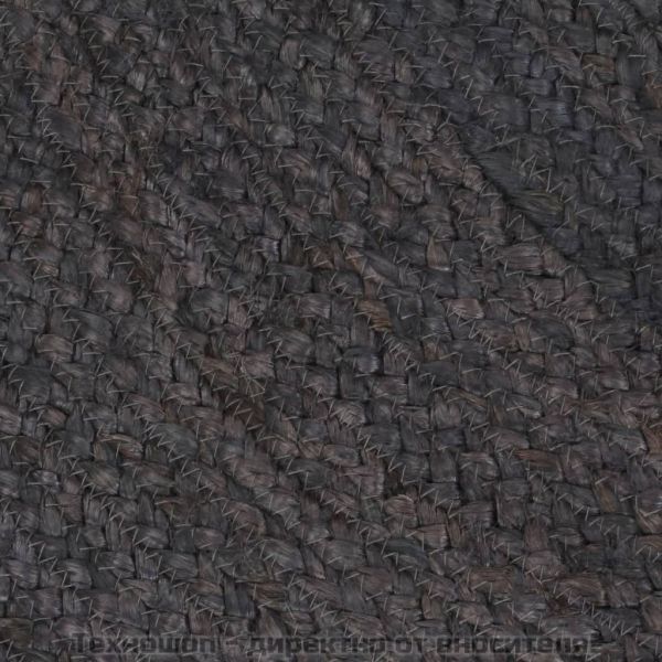 Ръчно тъкан килим от юта, кръгъл, 90 см, тъмносив