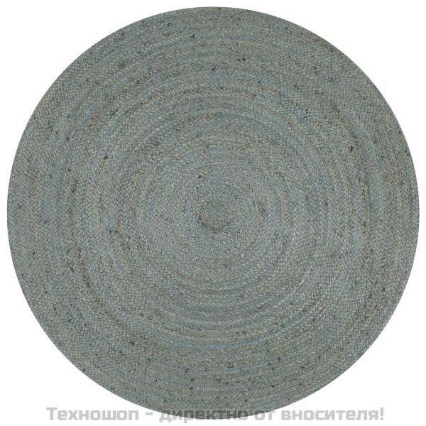 Ръчно тъкан килим от юта, кръгъл, 120 см, маслиненозелен