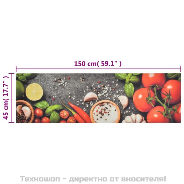 Кухненско килимче, миещо, зеленчуци, 45x150 см, кадифе