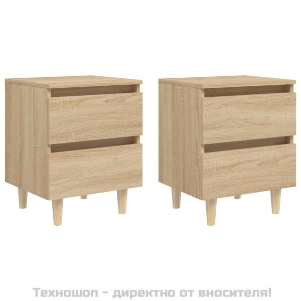 Нощни шкафчета с крака от бор масив 2 бр дъб сонома 40x35x50 см
