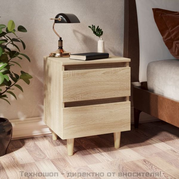 Нощни шкафчета с крака от бор масив 2 бр дъб сонома 40x35x50 см