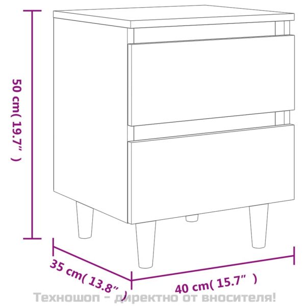 Нощни шкафчета с крака от бор масив 2 бр дъб сонома 40x35x50 см