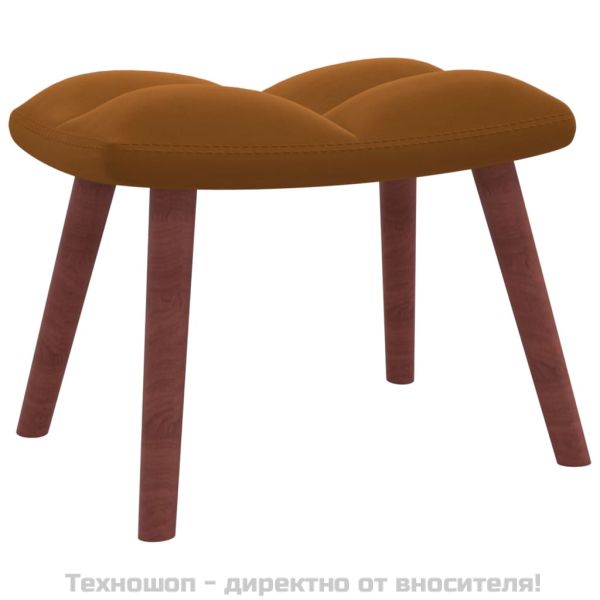 Люлеещ се стол с табуретка, кафяв кадифе