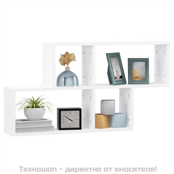 Стенен рафт, бял, 100x18x53 см, инженерно дърво