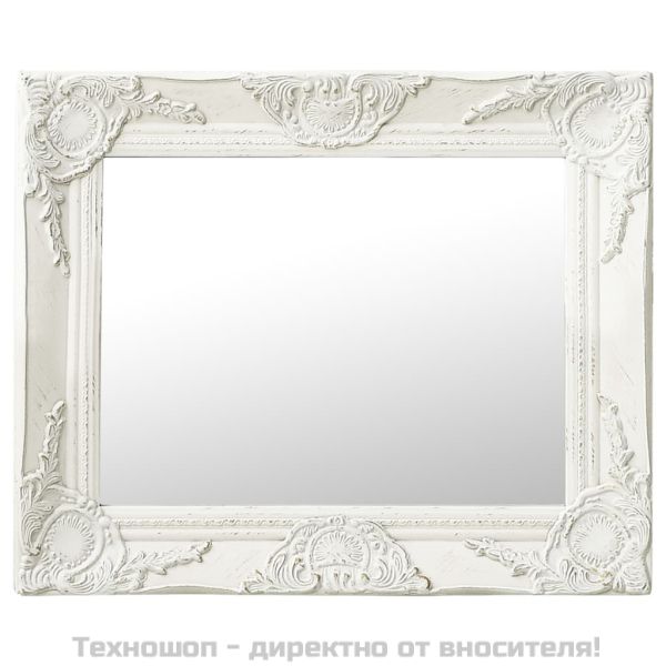 Стенно огледало, бароков стил, 50x40 см, бяло