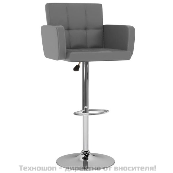 Бар табуретки, 2 бр, сиви, изкуствена кожа