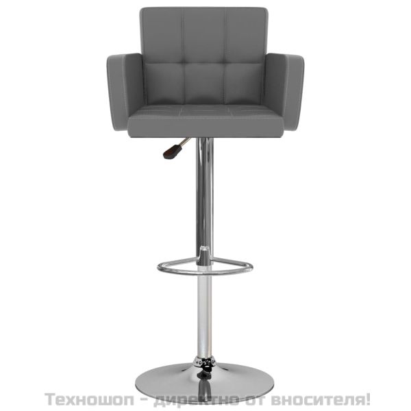 Бар табуретки, 2 бр, сиви, изкуствена кожа