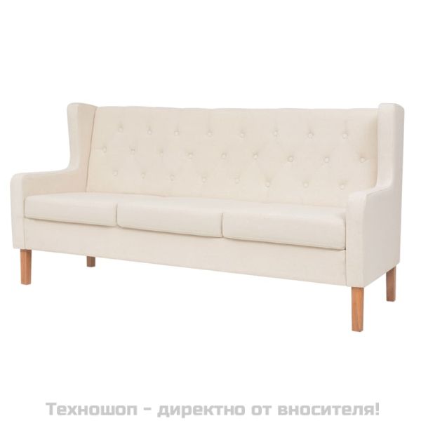 Комплект дивани от 3 части текстил кремавобял