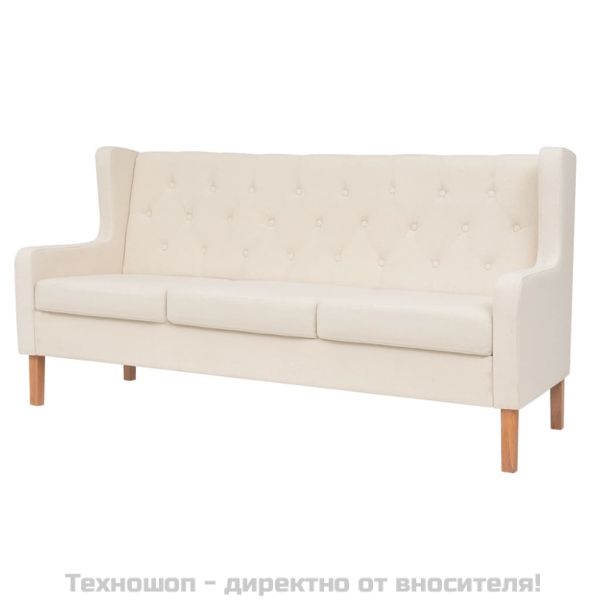 Комплект дивани от 2 части текстил кремавобял
