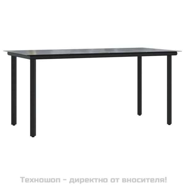 Градински трапезен комплект, 7 части, черен