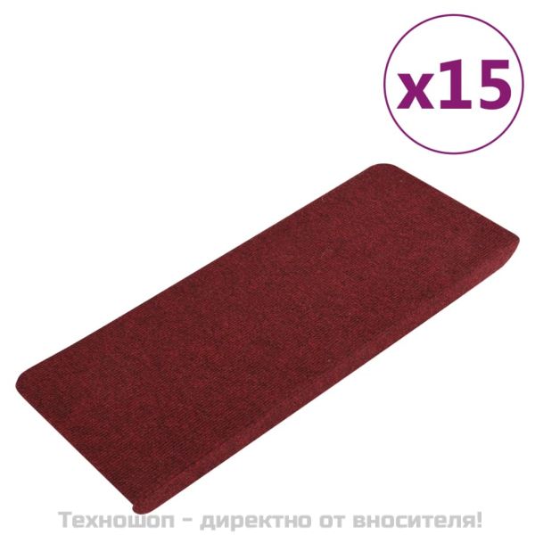 Самозалепващи стелки за стълби, 15 бр, 65x24,5x3,5 см, червени