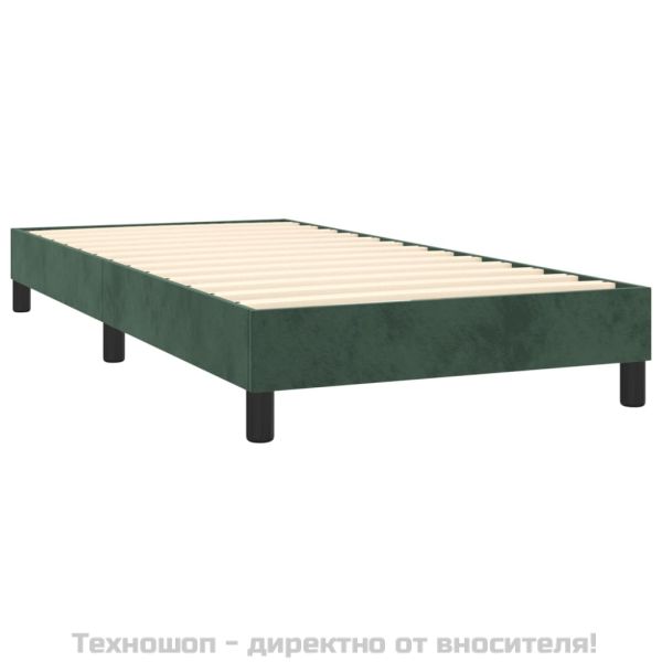 Рамка за легло с пружини, тъмнозелена, 90x190 см, кадифе