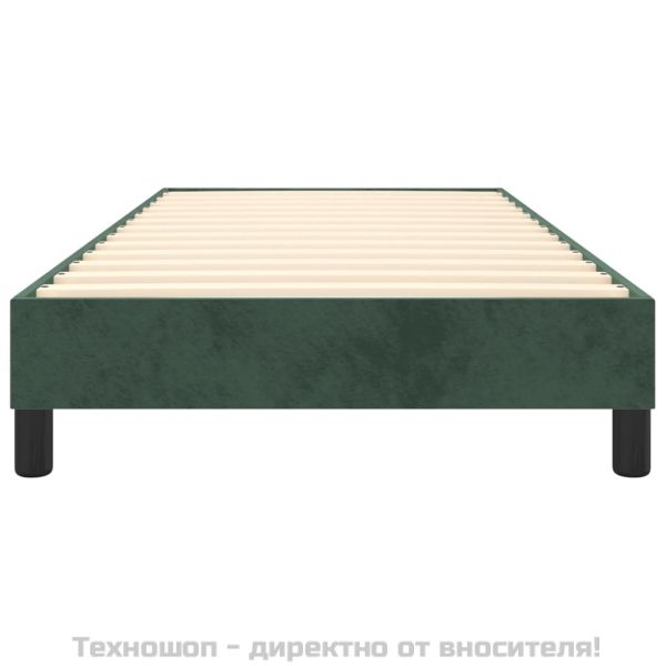 Рамка за легло с пружини, тъмнозелена, 90x190 см, кадифе
