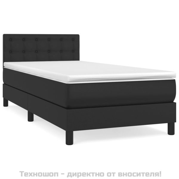 Боксспринг легло с матрак, черно, 90x190 см изкуствена кожа
