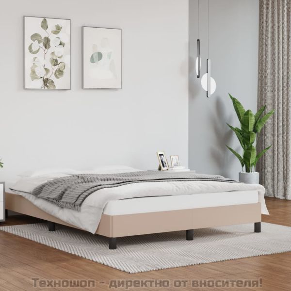 Рамка за легло, капучино, 140x200 см, изкуствена кожа