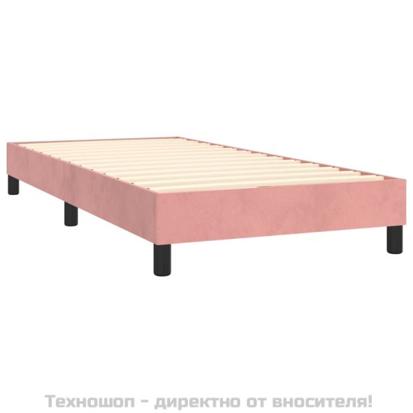Рамка за легло с пружини, розова, 90x190 см, кадифе